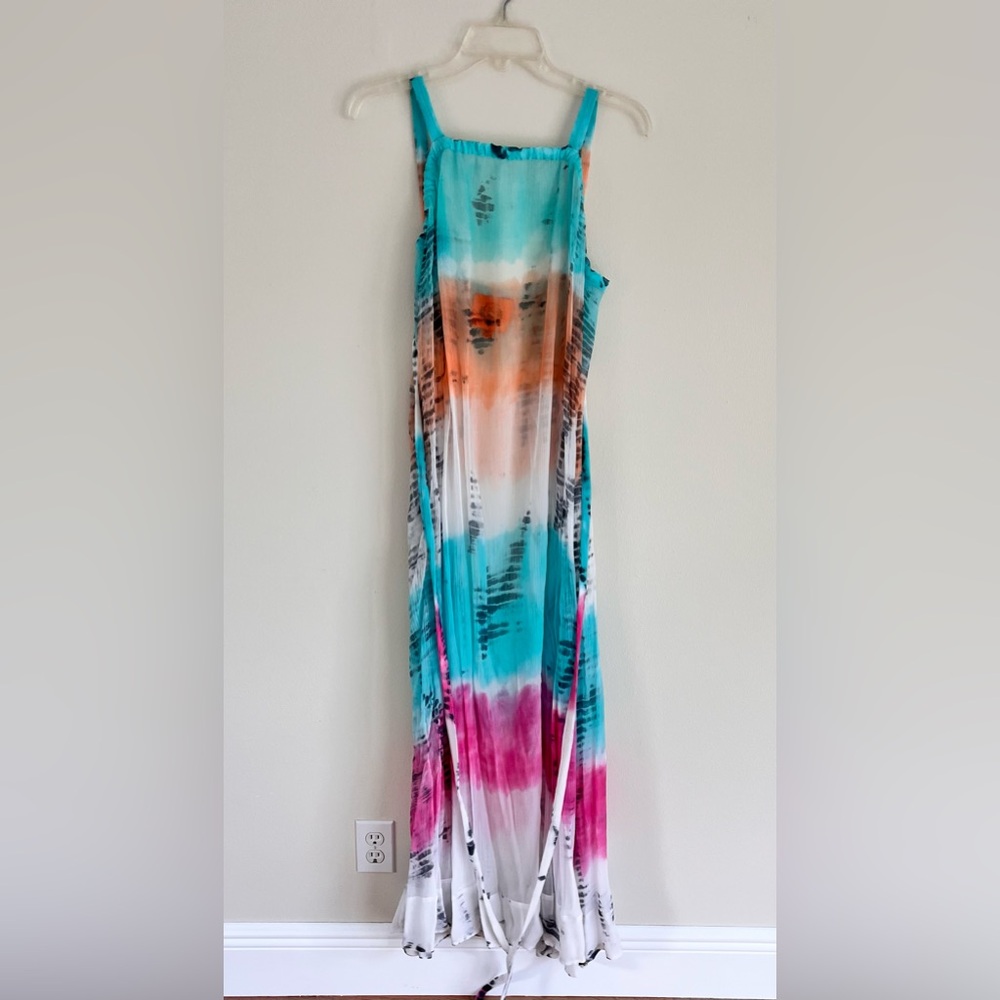 CONIGLIO PALM BEACH - NWOT
Sheer Multicolor Tie-Dye Maxi Dress
Hand dyed.